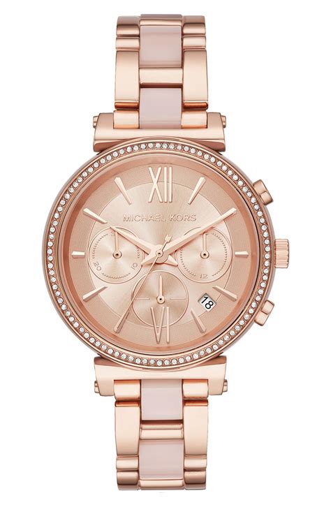 michael kors sofie pavé rose gold-tone and acetate watch|Michael Kors Women's MK4336 Sofie Analog Display .